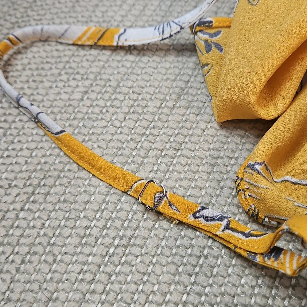 Lulus High Low Maxi Dress NEW Darling Daylily Mustard Yellow Floral Print Large - Picture 13 of 14